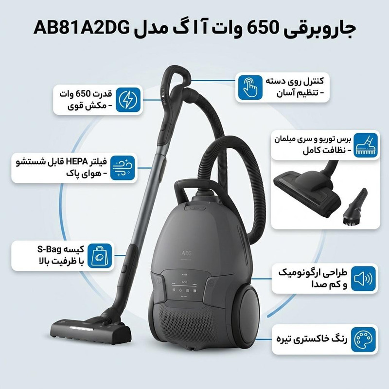 جاروبرقی 650 وات آ ا گ مدل AB81A2DG